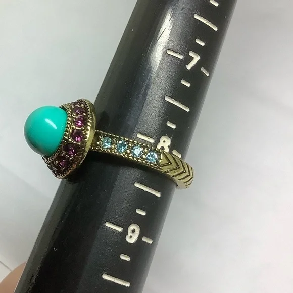 Heidi Daus faux Turquoise Swarovski crystal ring - Picture 4 of 5
